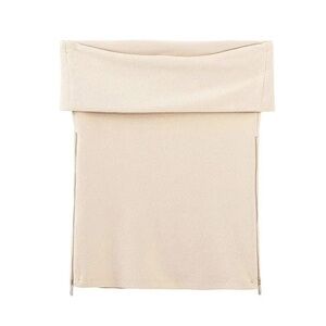 Zara Strapless Lapel Knit Top - Beige